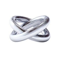 Intertwined, polished silver rings.  Abstract, 3D design, mirroring surfaces
