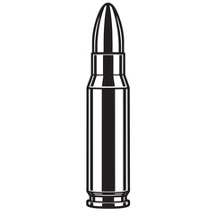 Classic black and white illustration of a bullet isolated on a white background
