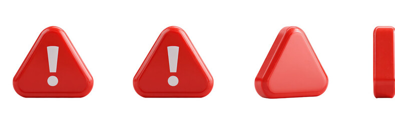 Three red triangular warning signs with exclamation marks