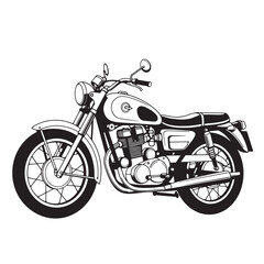 Obraz premium Classic black and white illustration of a vintage motorcycle ready for riding adventures