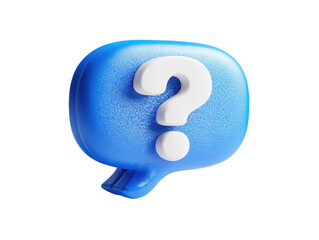 3D rendered question mark in a light blue speech bubble