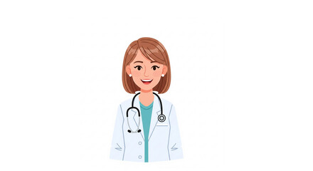 Fototapeta premium Smiling Female Doctor with Stethoscope - Friendly Healthcare Professional Illustration