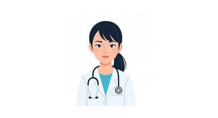 Fototapeta premium Professional Female Doctor Avatar: Modern Healthcare Character with Stethoscope Illustration