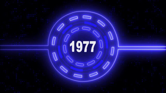 Virtual Technology Timeline Intro &ndash; 1977 Highlight. Cyber Technology Digital Timeline Motion Graphic &ndash; 1977.