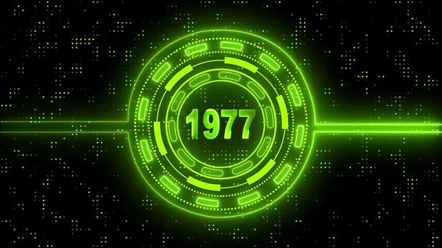 Virtual Technology Timeline Intro &ndash; 1977 Highlight. Cyber Technology Digital Timeline Motion Graphic &ndash; 1977.