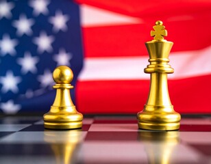 Photorealistic Chessboard with American Flag Background – USA Chess Celebration"