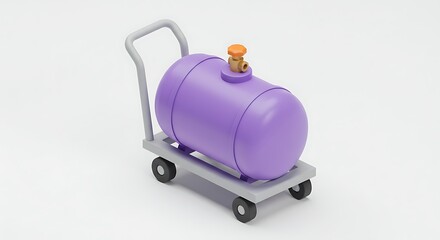 Purple propane tank on a rolling cart