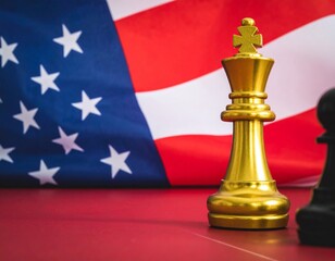 Photorealistic Chessboard with American Flag Background – USA Chess Celebration"