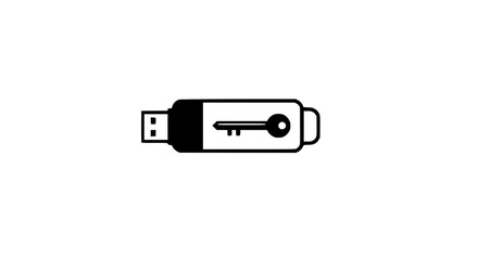 Flash drive with key minimalist black and white icon
