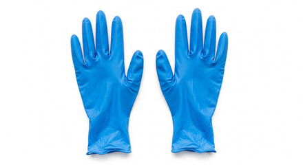 Obraz premium Bright Blue Disposable Protective Gloves for Hygiene, Safety, and Healthcare Applications Isolated on White Background