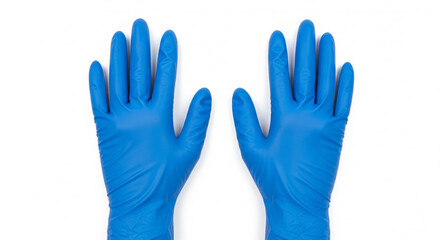 Obraz premium Blue Protective Medical Gloves Isolated on White Background