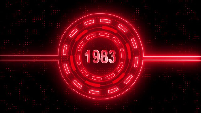 Virtual Technology Timeline Intro &ndash; 1983 Highlight. Cyber Technology Digital Timeline Motion Graphic &ndash; 1983