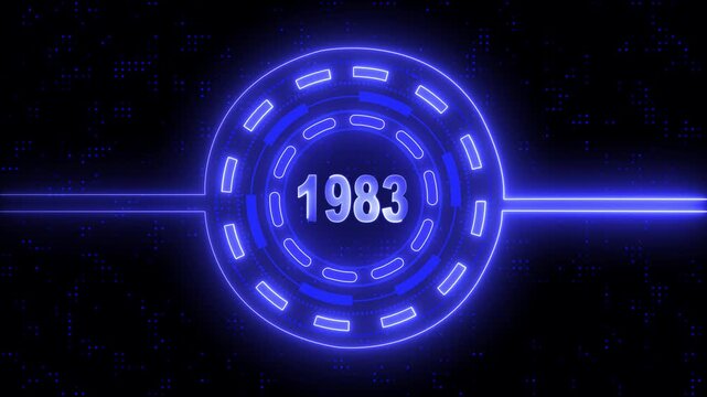 Virtual Technology Timeline Intro &ndash; 1983 Highlight. Cyber Technology Digital Timeline Motion Graphic &ndash; 1983