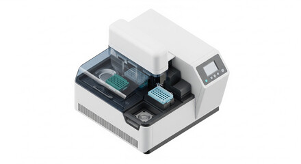 Automated Laboratory Analysis System for Scientific Research and Medical Diagnostics on White Background