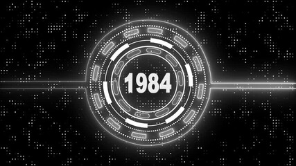 Virtual Technology Timeline Intro – 1984 Highlight. Cyber Technology Digital Timeline Motion Graphic – 1984