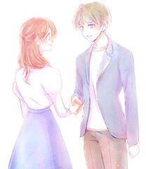 握手をするにこやかな男女