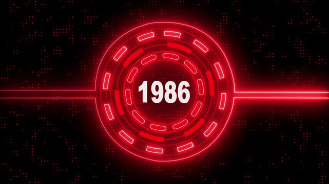 Virtual Technology Timeline Intro &ndash; 1986 Highlight. Cyber Technology Digital Timeline Motion Graphic &ndash; 1986