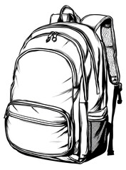 Black and white illustration of a backpack