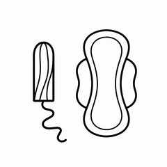 Feminine Hygiene Products Black and White Vector Illustration Tampon and Sanitary Pad Simple Outline Graphic for Menstruation Education or Health Resources