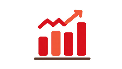 Red bar graph with upward trend, signifying growth.  Simple, pixelated design on a dark background