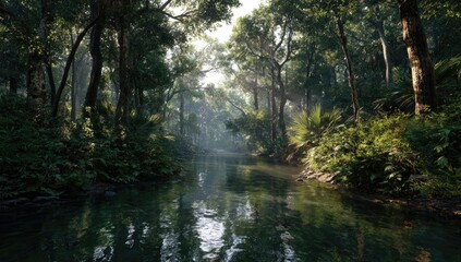 Lush rainforest creek