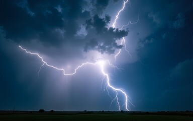 A swirling vortex of dramatic storm clouds and powerful lightning strikes, illustrating natural energy and weather phenomena. High quality