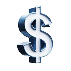 3D rendered dollar sign in light blue/silver