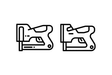 Two stapler icons minimal design on a white background featuring simple line art for construction and office related themes and more