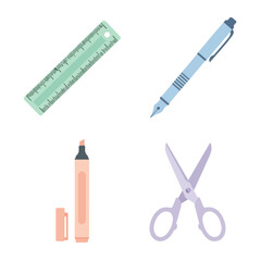 School Graphics Elements - Ruler, Pen and Other School Object and illustrations vector for design and Graphics object