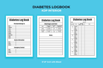 Diabetes Logbook Interior – KDP Printable Blood Sugar and Health Tracking Journal