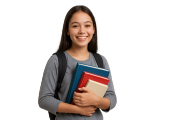 female student with books