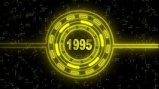 1995 text with screen neon effects of technological failures.  Past year technology concept ..