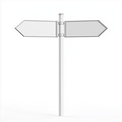 Obraz premium Two blank directional signs pointing in opposite directions on metal pole