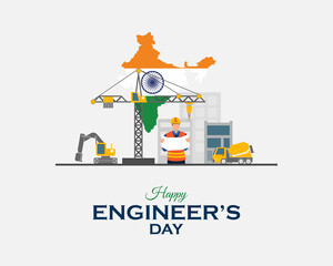 Happy Engineer's Day. 15 September. Holiday concept. Template for background with banner, poster and card. flat illustration. Jpeg format.