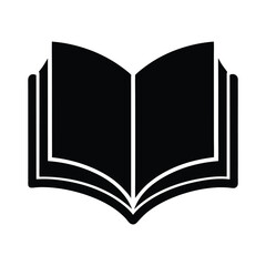 Black open book icon on white background reading knowledge 1