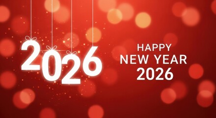 Glowing 2026 numbers with bokeh lights celebrating happy new year