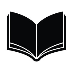 Black open book icon on white background reading knowledge