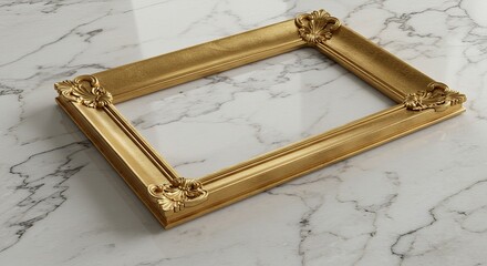 Golden frame on a marble background