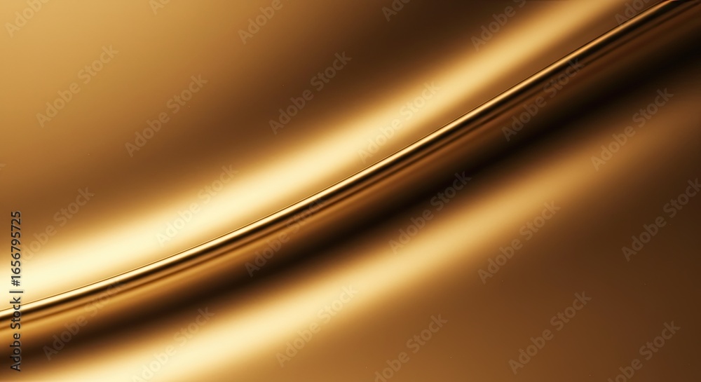 Wall mural golden curve: abstract metallic surface with smooth gradient and reflected light