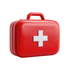 Obraz premium Red first-aid kit, box-shaped, with a white cross