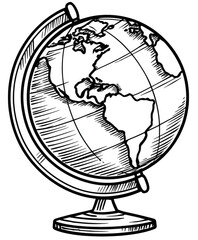 Vintage-style globe, detailed hand-drawn design