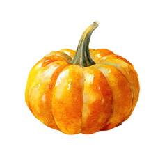 Watercolor halloween pumpkin isolated on transparent background