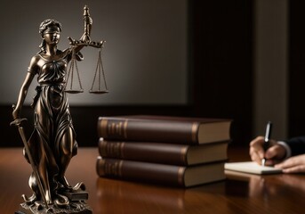 Bronze Lady Justice Statue at Lawyer's Office