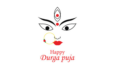 Hindu Goddess Durga Face Design – Religious Festival Illustration
