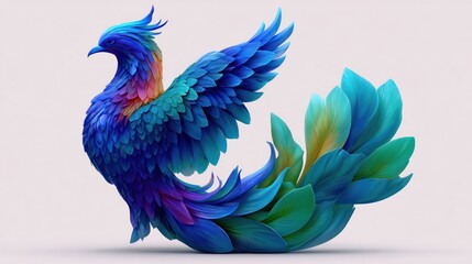 Fototapeta premium Colorful stylized phoenix, vibrant feathers