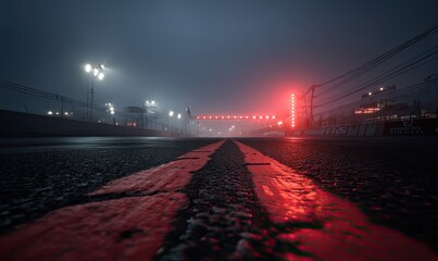 Foggy night race track