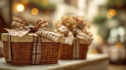 Gift Baskets, Gift set, Soft focus and background blurred.