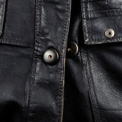 Close-up of black leather jacket detail