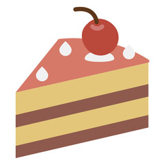 Cherry cake slice flat icon