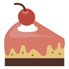 Cherry cake slice icon